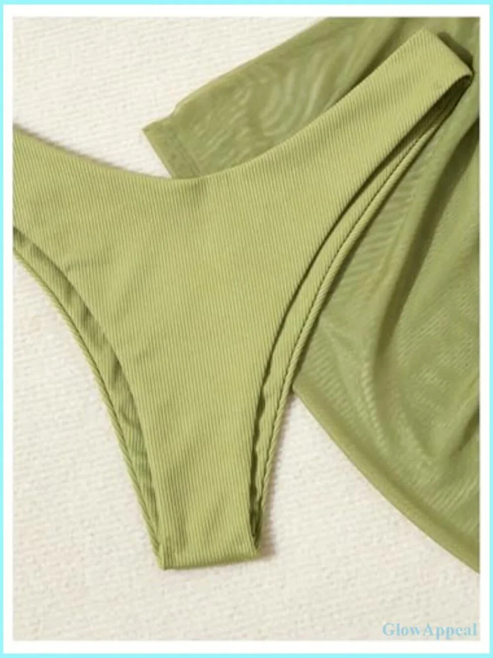 3 Piece Ribbed Cheeky Bikini Set Underwire Triangle High Waist with Cover Up